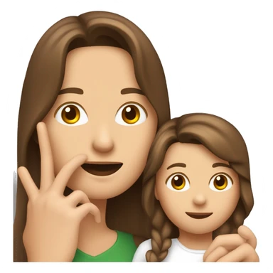 Frau braune haare mittelscheitel mit kleiner Tochter an der hand  sticker