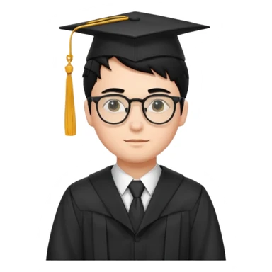 boy with glasses black hair in graduation suit sticker