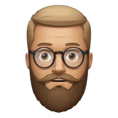 I need a simple emoji of a full bearded man with round glasses, light expression sticker