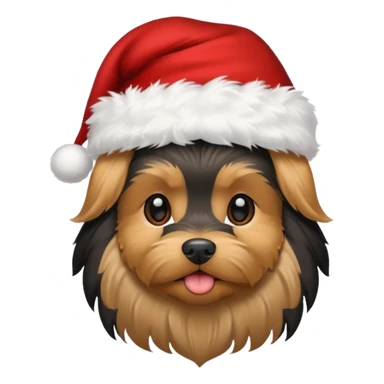 Yorkie wearing a Santa hat sticker
