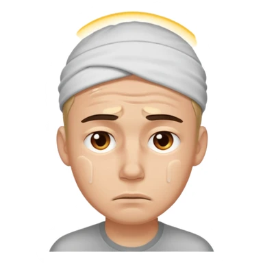 tired sad man with sweat on his forehead sticker