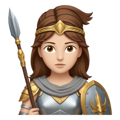 brown haired Athena the Greek goddess of disciplined, strategic warfare, calm, commanding figure leading with intelligence not force. wears light armour carries a spear, symbolising protection precise judgement. strategy, not aggression, embodying clarity, foresight and decisive action. sticker