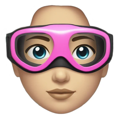 woman body with blues eyes, large and straight brown hair, pink diving mask with a single crystal. underwater black suit sticker