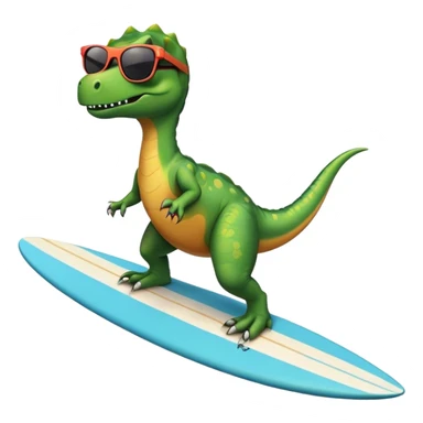 Dinosaur with sunglasses on a surfboard ￼ sticker