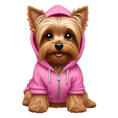 Yorkie wearing a pink hoodie sticker
