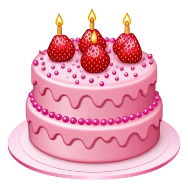Realistic Strawberry pink birthday cake with red heart sprinkles and pink crystal sprinkles  sticker