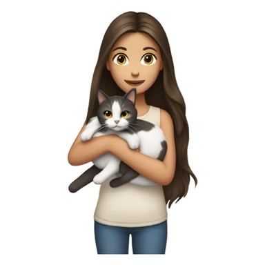 Brunette girl and cat sticker
