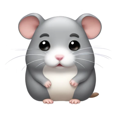Sad grey hamster with a bow sticker