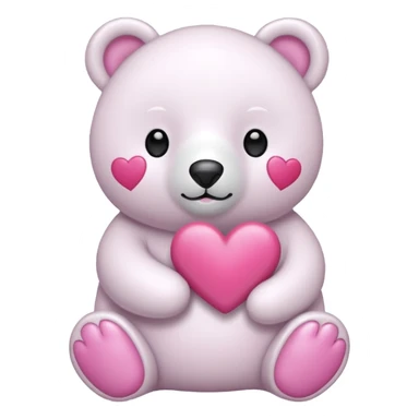  Oso Polar blanco corazón rosa kawaii sticker