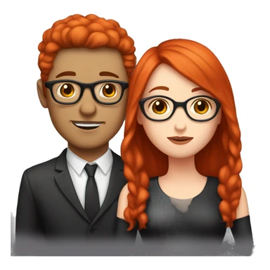 couple kiss,girl with white skin red hair man with withe skin balck hair and glasses sticker