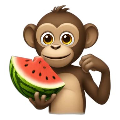 Monkey eating watermelon with a basketball  sticker