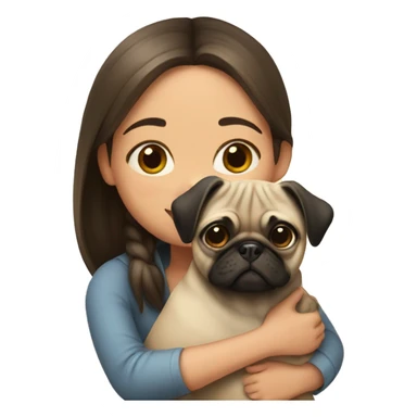 Girl hugs pug  sticker