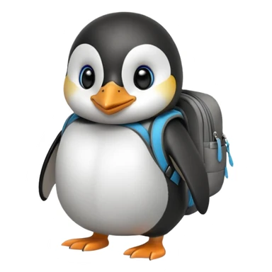 penguin with backpack direct looking to camera sticker