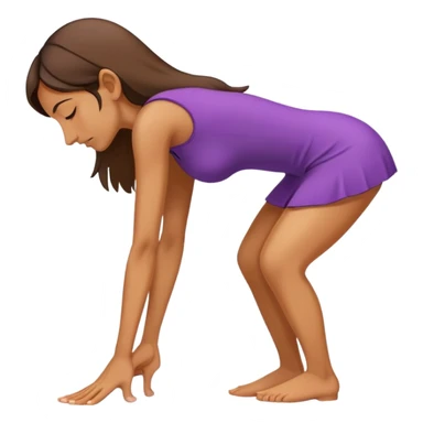 Woman bowing while standing on a huge nose sticker