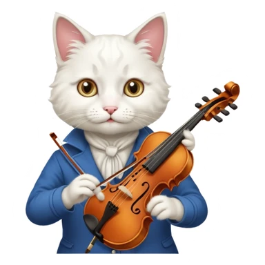 white cat play violin sticker