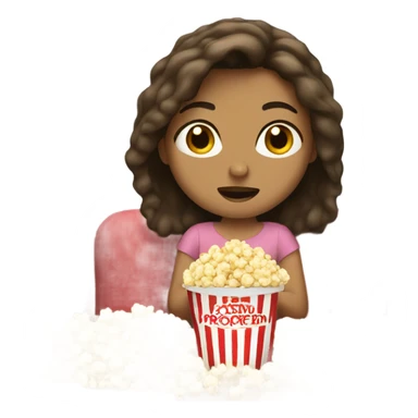 Brown hair girl eating popcorn watching tv sticker