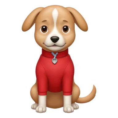 a dog with legs and arms with red clothers on sticker