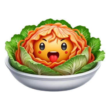 Cinematic Realistic Kimchi Dish Emoji, depicted as a vibrant fermented cabbage dish with a spicy kick rendered with detailed textures and dynamic, appetizing lighting. sticker