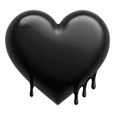black ink blob heart emoji with ink streaks, isolated on white background, grunge, like pen stroke, flat sticker