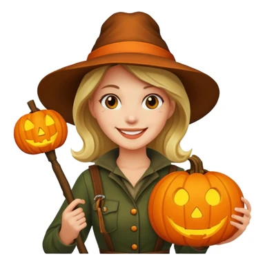 Woman Hunter With Jack o Lantern sticker