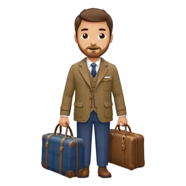 SCOTTISH MAN WITH STUBBLE TRAVELLING WITH SUITCASE AND BAGS sticker