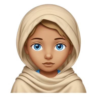 blue eyed desert child girl cowered with creme cloth sticker