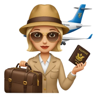 glob , travel bag , pass port, plane,  sticker