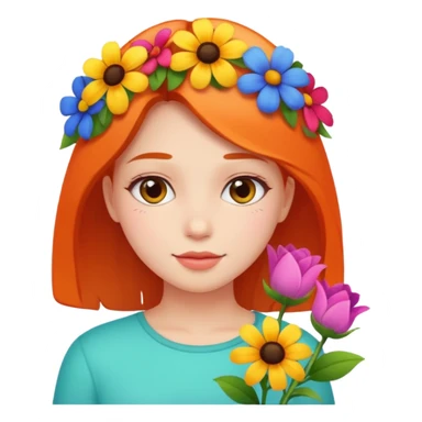 Girl with flowers sticker