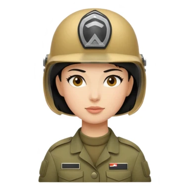 female soldier black hair style sticker
