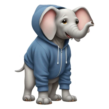 Dog wearing a hoodie and hat and elephant standing on his legs right next to him￼ sticker
