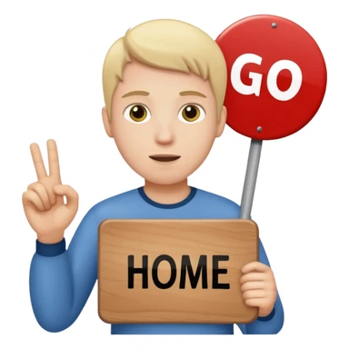 A white person holding a sign that says go home sticker