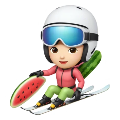 Watermelon playing sport skii sticker