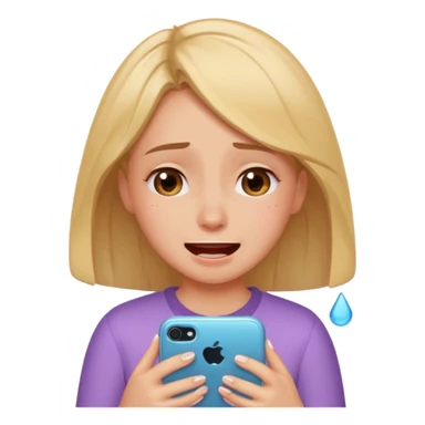 Girl crying laughing at a funny video on her phone sticker