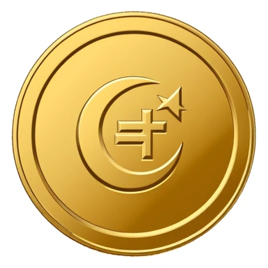 Minimal line-art icon of a coin with a small halal Arabic checkmark (حلال) symbol beside it, clean modern style, simple outlines, straight angle, no background, transparent, represents “halal income / halal money sticker