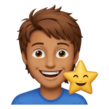 Color de piel moreno los ojos ke sean de estrella riéndose y pelo café hombre  el pelo asialado🤩 sticker