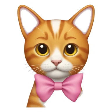 a ginger cat wearing a pink bow sticker