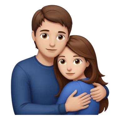 "Man with short brown hair and fair skin, hugging a woman with long brown hair and fair skin, both 
 sticker