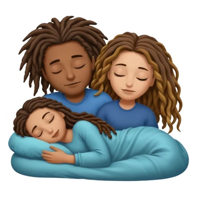 couple sleeping together the male is brown skin with dreads and the female is hispanic with fair skin with long wavy brunette hair sticker