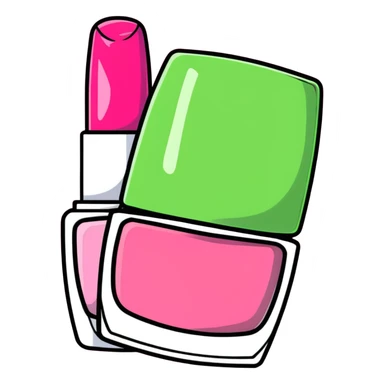 Pink AVON beauty collection with pink lipgloss, pink nail polish, and pink compact sticker