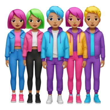 Neon Haired People different person,different hair color sticker