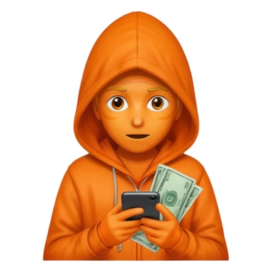 hooded-on-their-phone-making-money orange skin sticker