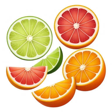 Emoji of slices of oranges, lemon, lemongrass, lime, grapefruit sticker