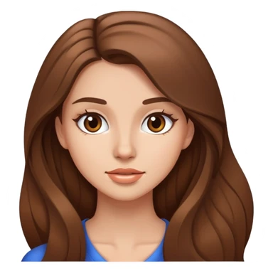 Young woman with long brown hair, pretty face, social media personality sticker