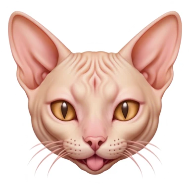Cinematic Cute Yawning Sphynx Cat Portrait Emoji, Head tilted slightly with a dramatic, wide-open yawn, delicate, hairless skin in soft peach and pink tones, long, elegant limbs stretching lazily, piercing almond-shaped eyes that are barely open, Simplified yet irresistibly adorable features, highly detailed, glowing with a soft, cozy glow, high shine, relaxed yet expressive, stylized with a touch of whimsy, bright and endearing, soft glowing outline, capturing the essence of a sleepy yet affectionate kitty, so drowsy it feels like it could stretch right out of the screen and curl up for a nap! sticker