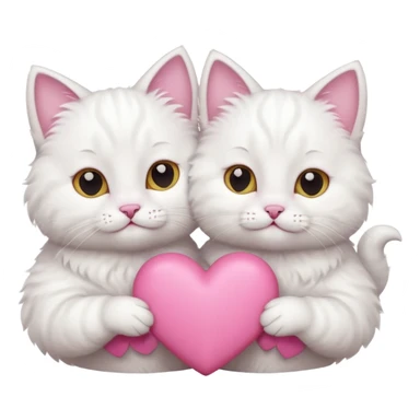 white tow cats hands holding a pink heart sticker