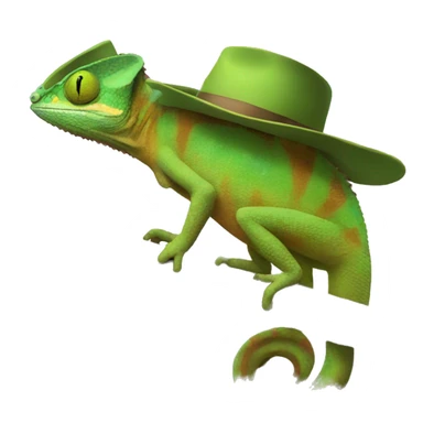 The chameleon in the hat shows OK sticker