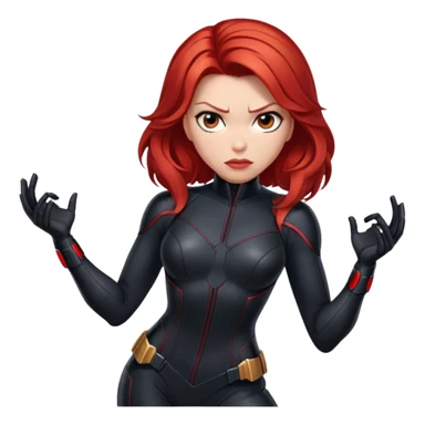 Black Widow superhero from Avengers with red hair, black bodysuit sticker