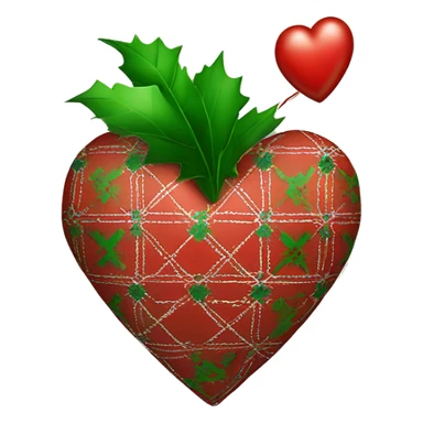 Un Coeur de Noël avec motif carreaux vert et rouge sticker