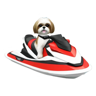shih tzu on a jet ski  sticker