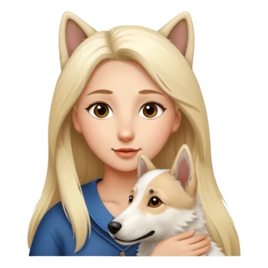 Skandinavische Lady with Long Hair ist in Love with her short fur White Shepard and Brown eyes sticker